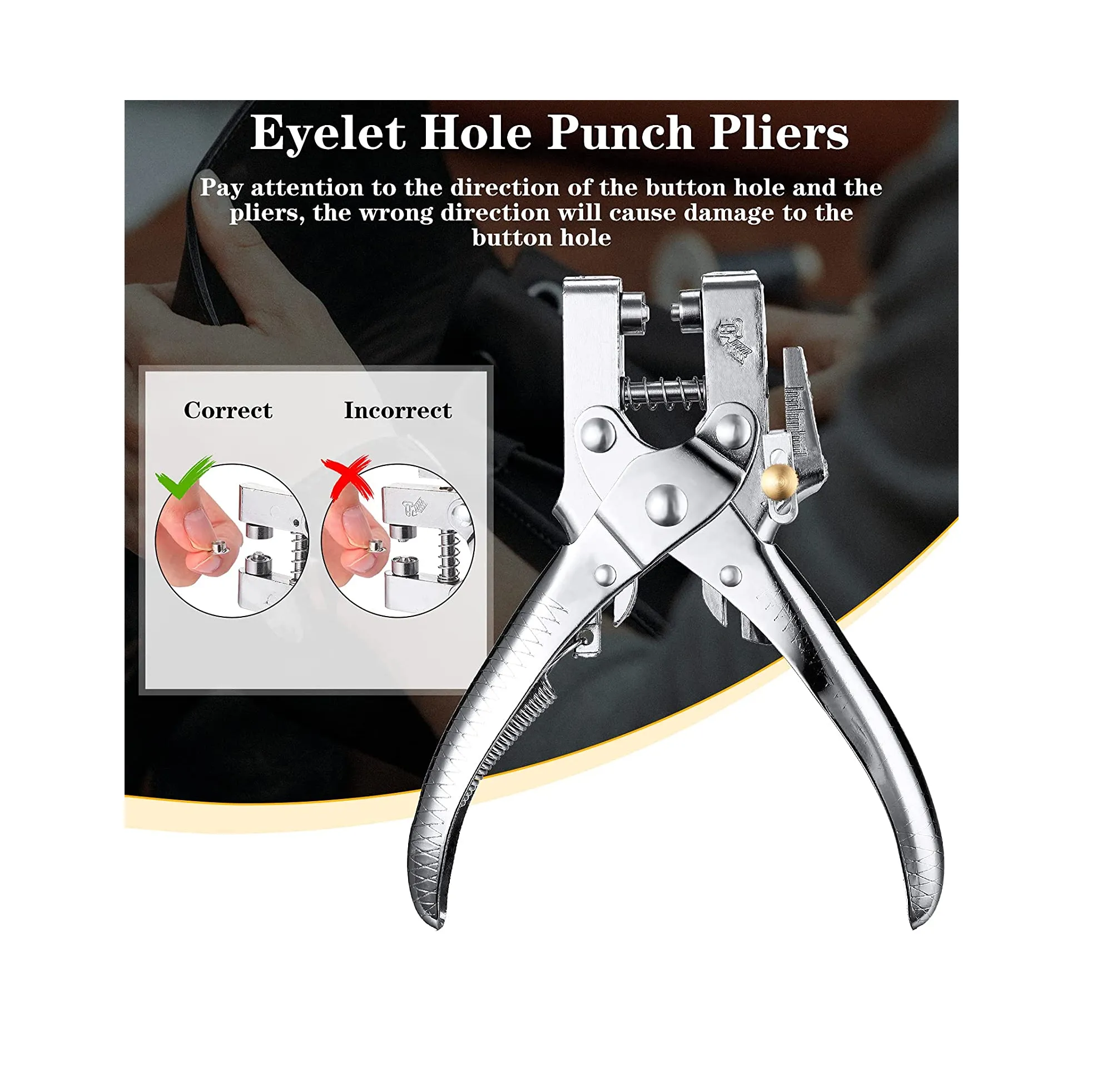 3/16 Inch Grommet Tool Kit Grommet Eyelet Plier Set Eyelet Hole Punch Pliers Grommet Hand Press Pliers with 200 Pieces of Grommets Eyelets for Shoes