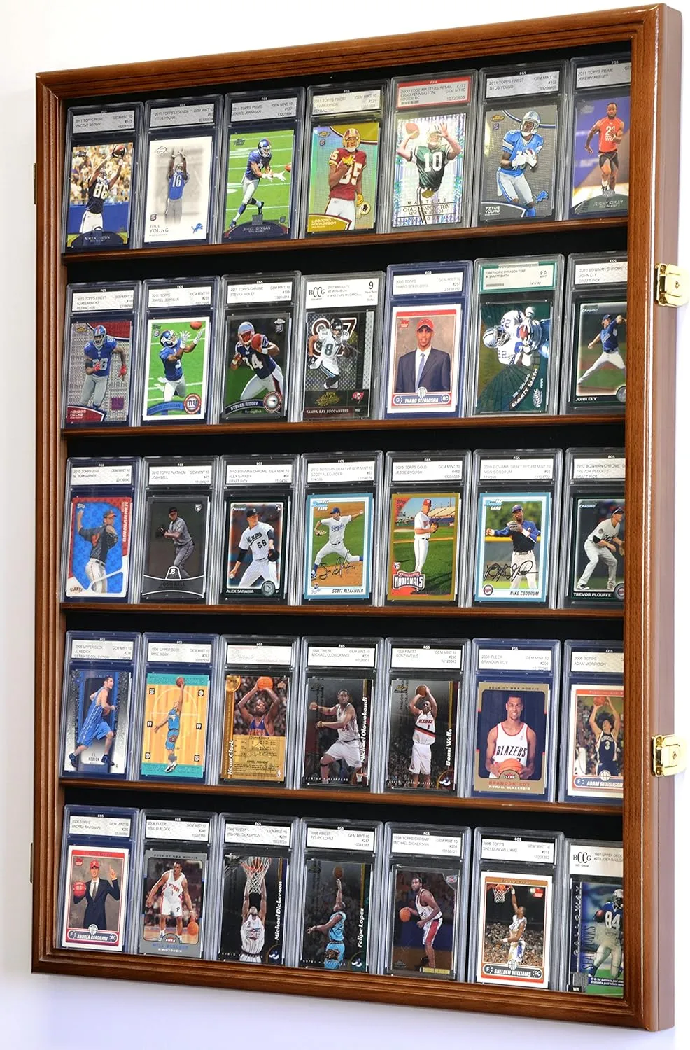 35 Graded Sport Cards/Collectible Card Display Case Wall Cabinet w/98% UV Door, Lockable