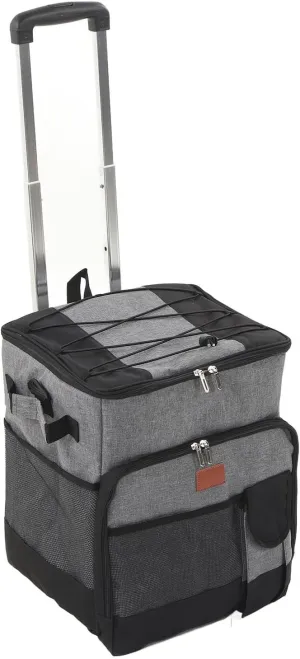 35L Rolling Cooler Bag, Insulated Leakproof Portable Soft Rolling Cooler with Wheels and Handle, Cooler Bag Trolley Box for Beach Camping BBQ