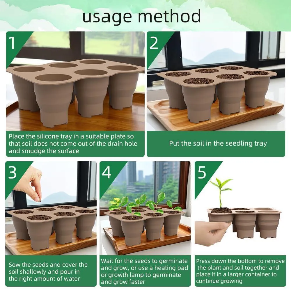 3pcs Foldable Silicone Plant Germination Seed Starter for Vegetables Flowers