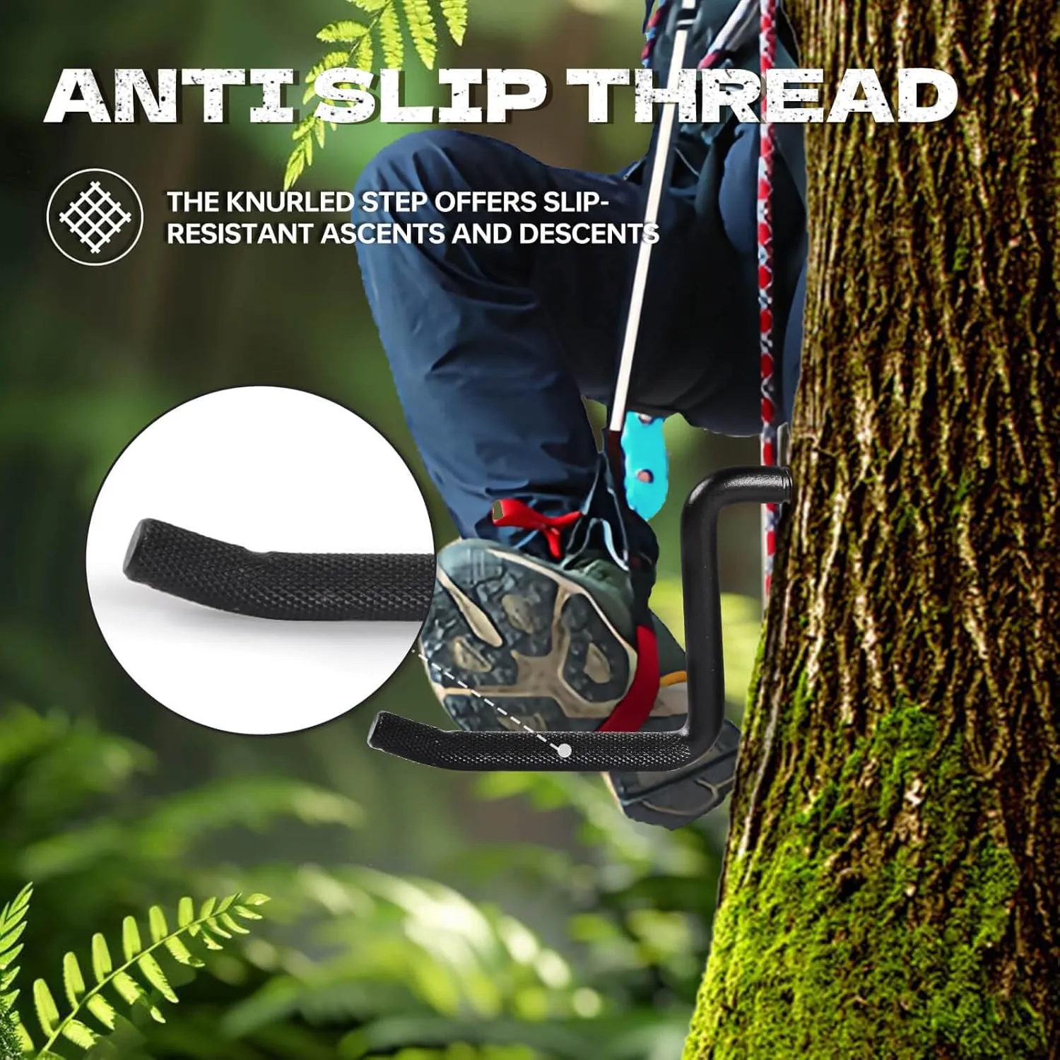 4 Inch Screw-in Hunting Tree Steps, Self-Tapping Tree Stand Steps with Anti-Slip Knurling Pattern for Hunting, Climbing, Outdoor Adventure