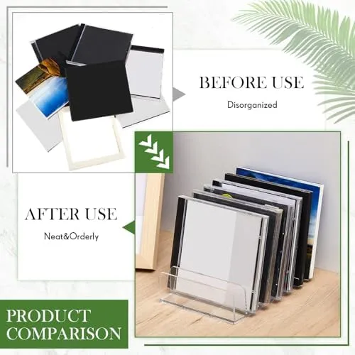 4 Pack Clear Acrylic Cd Holder, Dvd/cd Storage Box Record Display Rack Organizers Holds up to 14 Standard DVD Cases for Media Shelf Storage and Organization