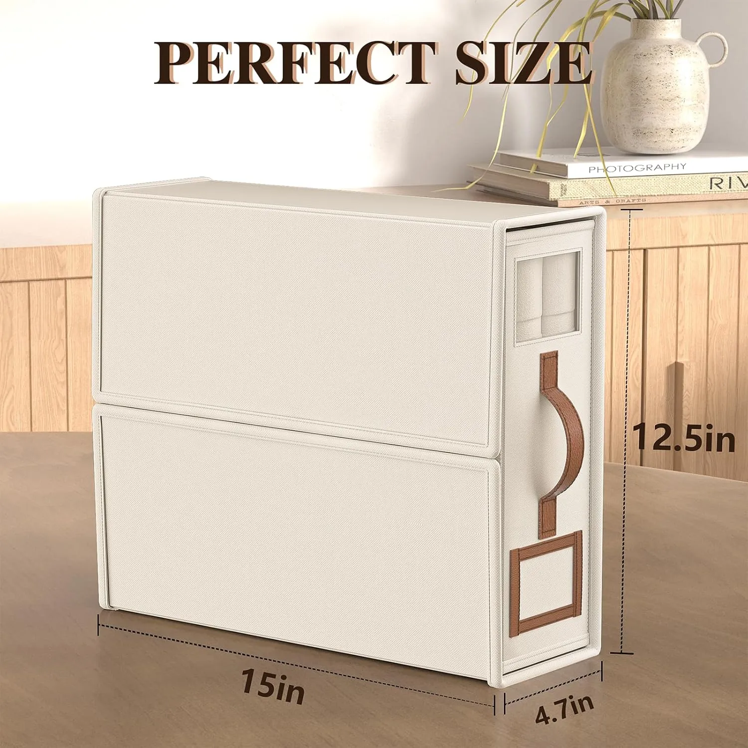 4 Pack Foldable Bed Sheets Set Organizers and Storage(King & Queen Size),Linen Fabric Closet Organizers with Window,Folding Bedding Storage Box for Bedsheets and Pillow Cube Organizer-Beige