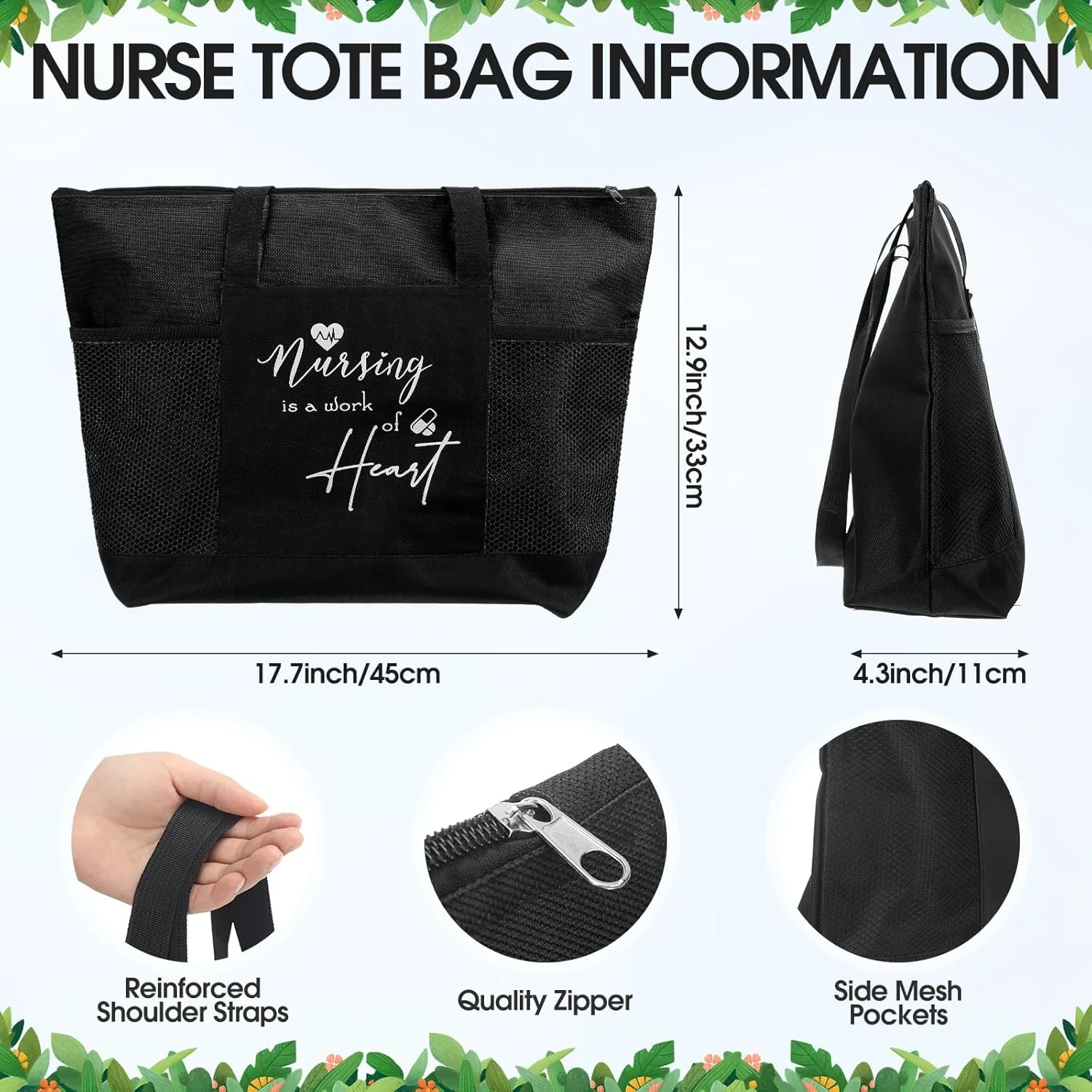 4 Pcs Nurse Tote Bags Rn 16oz Glasse with Bamboo Lids Makeup Bag Badge Reel Appreciation Gift for Nurse