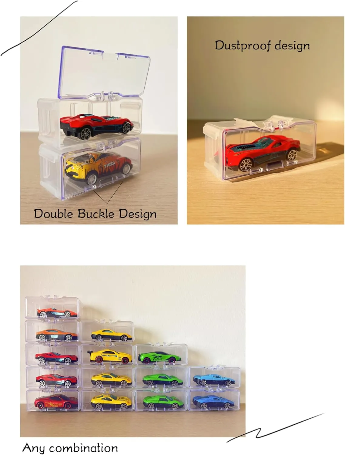 40 Pcs 1/64 Scale Toy Car Display Case for Hot Wheels, Matchbox, Model & Mini Cars – Clear Acrylic Storage Organizer with Snap-On Dust Cover for Collectibles (White Transparent)