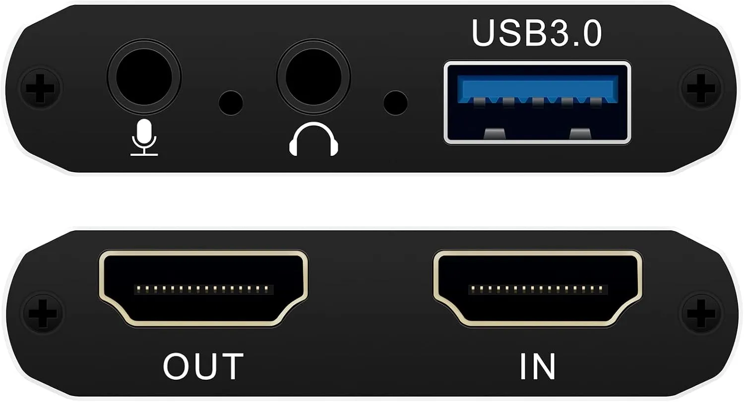 4K Audio Video Capture Card, Recording Card with Microphone HDMI Loop-Out，HDMI to 1080P USB 3.0 for Gaming Streaming TV Recorder, Live Streaming Broadcasting