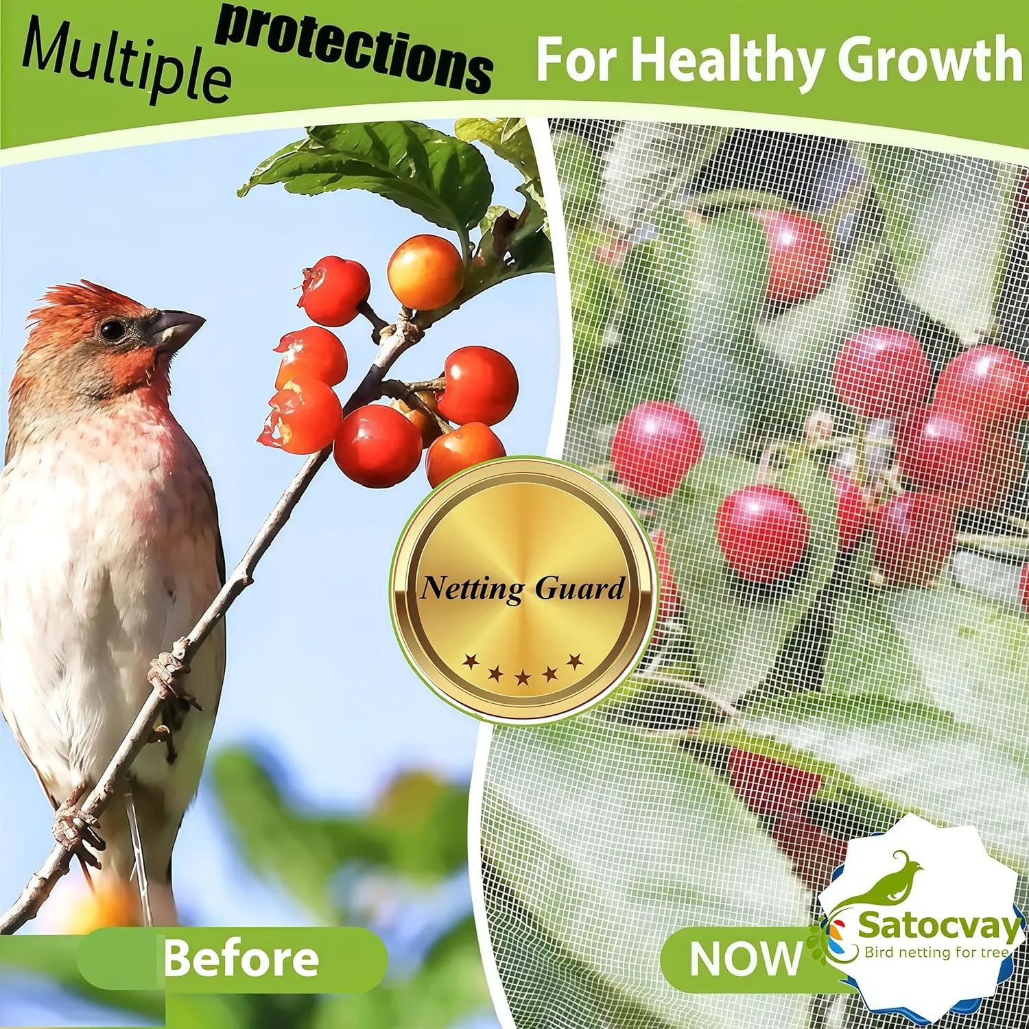 4Pcs 4×5ft Durable Garden Mesh Netting, Pest Barrier & Bird Net for Protect Fruit Tree Blueberry Bush, Reusable Insect Bag with Drawstring, Anti Animal Plant Cover from Deer,Squirrels