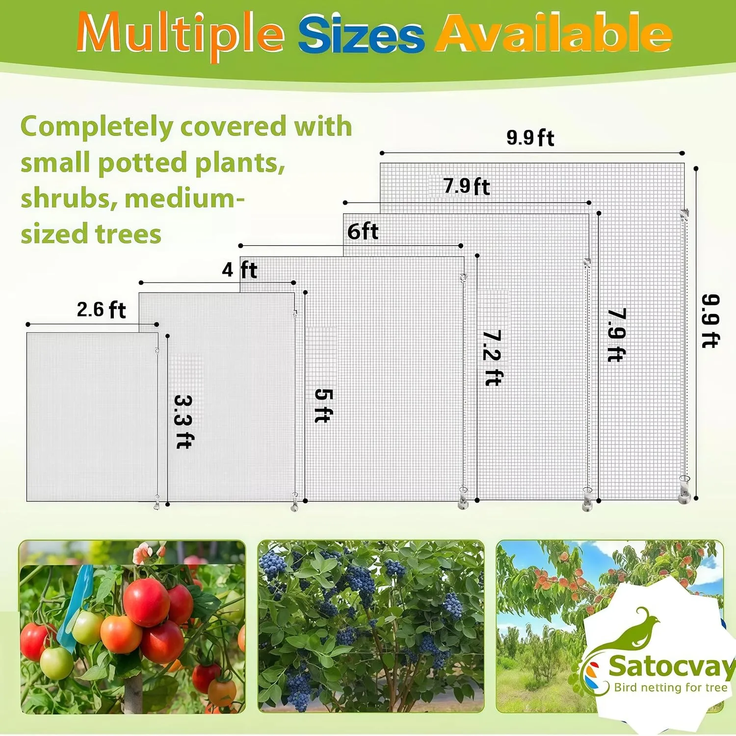 4Pcs 4×5ft Durable Garden Mesh Netting, Pest Barrier & Bird Net for Protect Fruit Tree Blueberry Bush, Reusable Insect Bag with Drawstring, Anti Animal Plant Cover from Deer,Squirrels