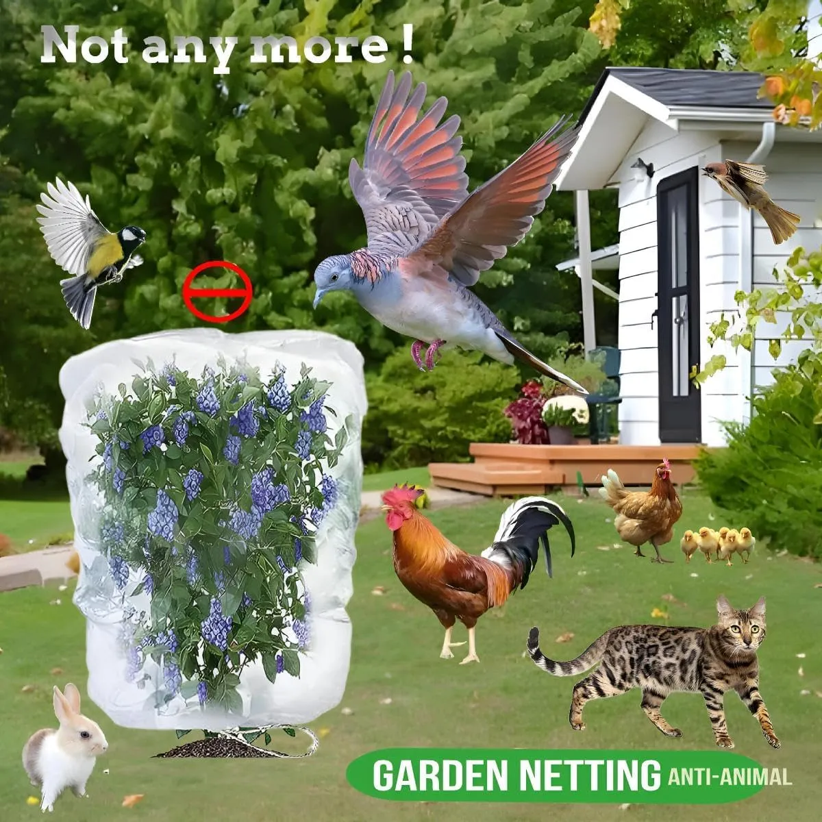 4Pcs 4×5ft Durable Garden Mesh Netting, Pest Barrier & Bird Net for Protect Fruit Tree Blueberry Bush, Reusable Insect Bag with Drawstring, Anti Animal Plant Cover from Deer,Squirrels