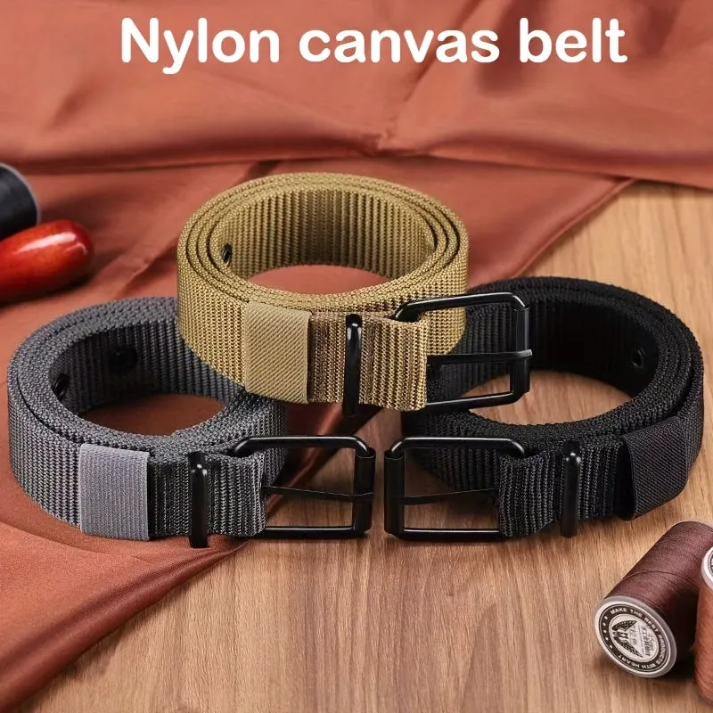 4pcs Men's Canvas Belts with Iron Buckle Breathable Sports Waistbands