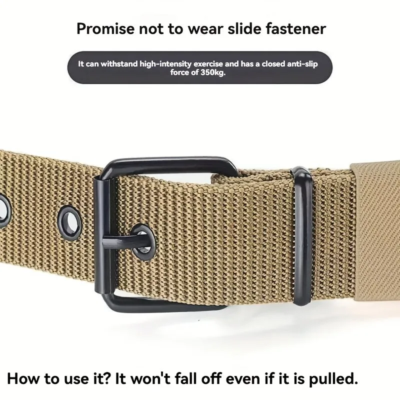 4pcs Men's Canvas Belts with Iron Buckle Breathable Sports Waistbands