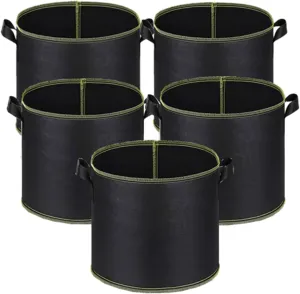 5-Pack 10 Gallon Grow Bags Heavy Duty 300G Thickened Nonwoven Fabric Pots Plant Grow Bags with Handles