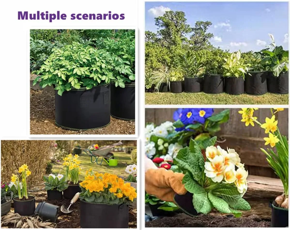 5-Pack 10 Gallon Grow Bags Heavy Duty 300G Thickened Nonwoven Fabric Pots Plant Grow Bags with Handles