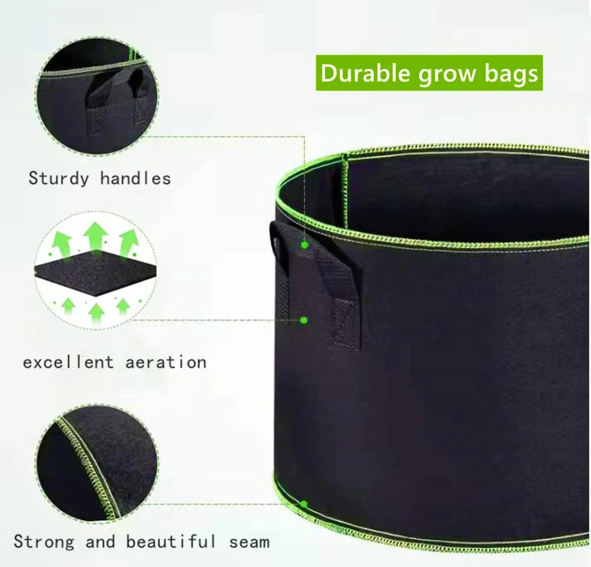 5-Pack 10 Gallon Grow Bags Heavy Duty 300G Thickened Nonwoven Fabric Pots Plant Grow Bags with Handles