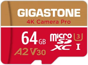 [5-Yrs Free Data Recovery] Gigastone 64GB Micro SD Card, 4K Camera Pro, UHD Video for GoPro, Action Camera, Wyze, DJI, Drone, Nintendo-Switch, R/W up to 95/35MB/s MicroSDXC Memory Card UHS-I U3 A2 V30