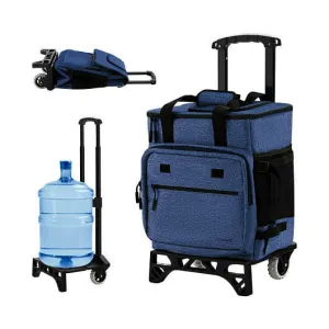 50-Can Large Leakproof Rolling Cooler with Detachable Bottom Plate-Dark Blue - C