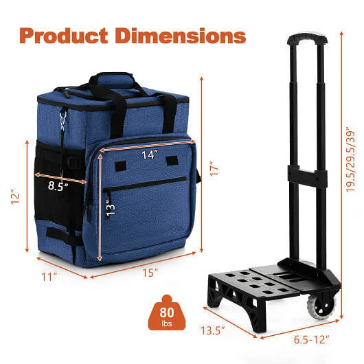 50-Can Large Leakproof Rolling Cooler with Detachable Bottom Plate-Dark Blue - C