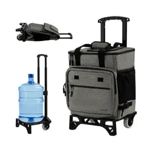 50-Can Large Leakproof Rolling Cooler with Detachable Bottom Plate-Gray - Color:
