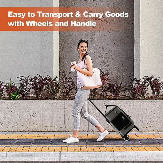 50-Can Large Leakproof Rolling Cooler with Detachable Bottom Plate-Gray - Color: