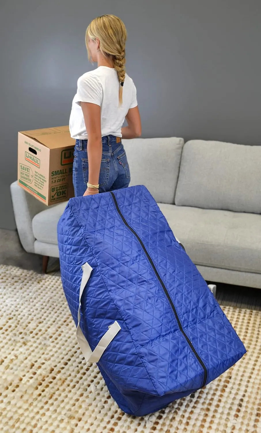 50 Gallon Heavy Duty Rolling Duffle Bag – Quilted, Durable Moving & Storage Bag with Wheels – Extra Large Capacity for Dorm, Holiday, Travel or Seasonal Use by Simple Living Solutions