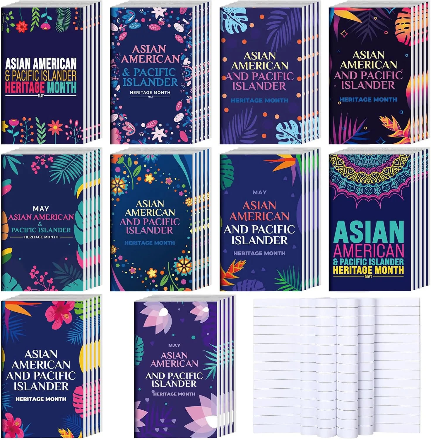 50 Pcs Asian American and Pacific Islander Heritage Month Giveaways Notebook Asian American and Pacific Islander Heritage Month Giveaways Journals Gifts Bulk Notepads for Women Men Notepads