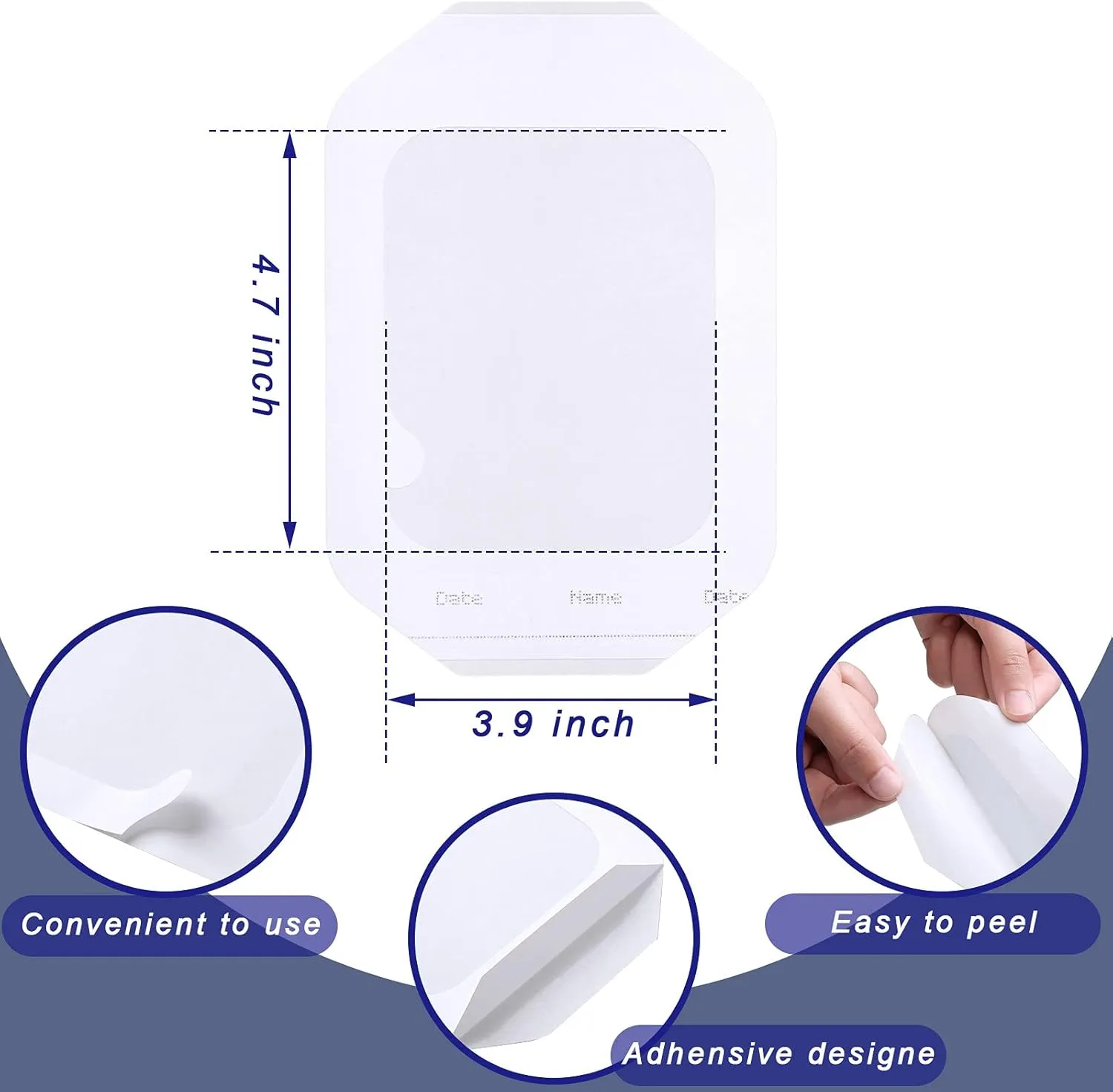 50 Pieces Transparent Film Dressing Essentials Picture Frame Style with Label Waterproof Wound Bandage Shower Waterproof Patch Adhesive Patches Shower Aftercare Bandage (4 x 4.75 Inch)