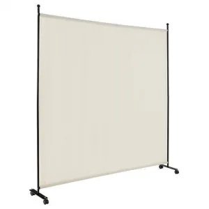 6 Feet Single Panel Rolling Room Divider with Smooth Wheels-White - Color: White