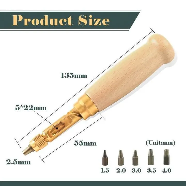 6 In 1 Leather Drilling Tool Automatic Belt Punch 1.5-4MM Watch Craft Perforation Sewing Leather Tool Punch