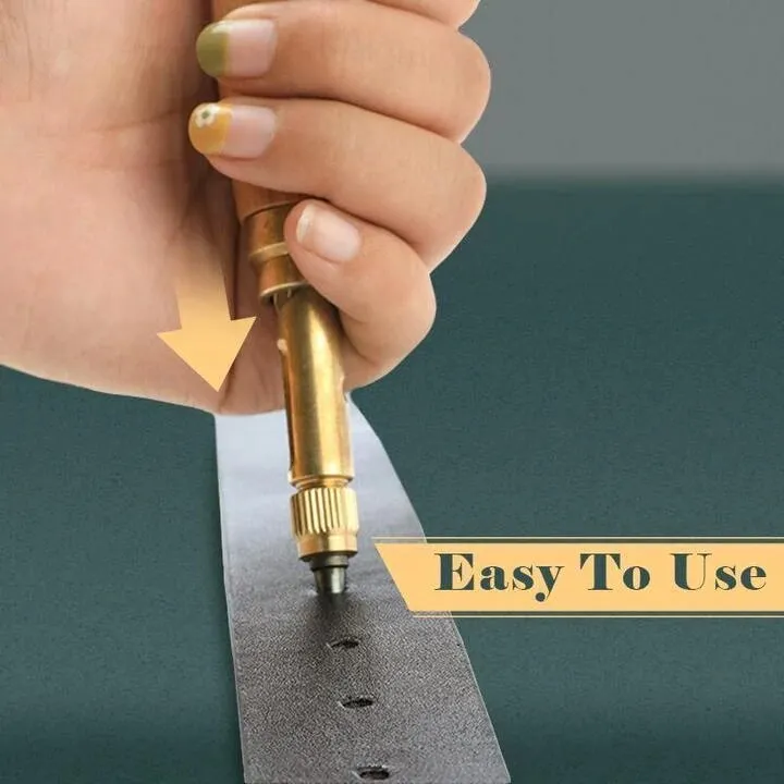 6 In 1 Leather Drilling Tool Automatic Belt Punch 1.5-4MM Watch Craft Perforation Sewing Leather Tool Punch