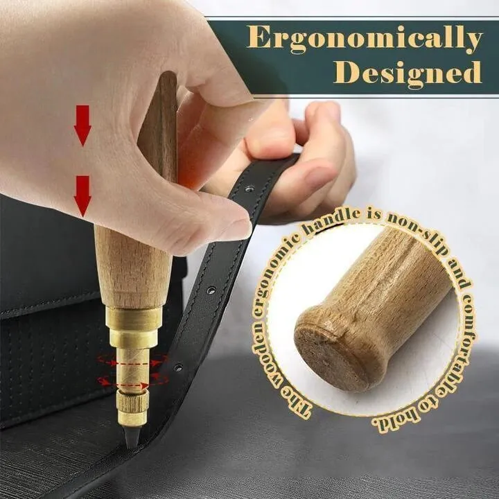 6 In 1 Leather Drilling Tool Automatic Belt Punch 1.5-4MM Watch Craft Perforation Sewing Leather Tool Punch
