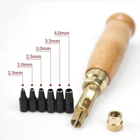 6 In 1 Leather Drilling Tool Automatic Belt Punch 1.5-4MM Watch Craft Perforation Sewing Leather Tool Punch