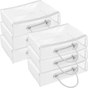 6 Pack Large Clear Clothes Storage Bag,Travel Packing Cube, Zippered Storage Bags,PVC See Through Moving Bag with Handle for Blankets Bed Sheet Clothes 15.7x11.8x3.9 Inch