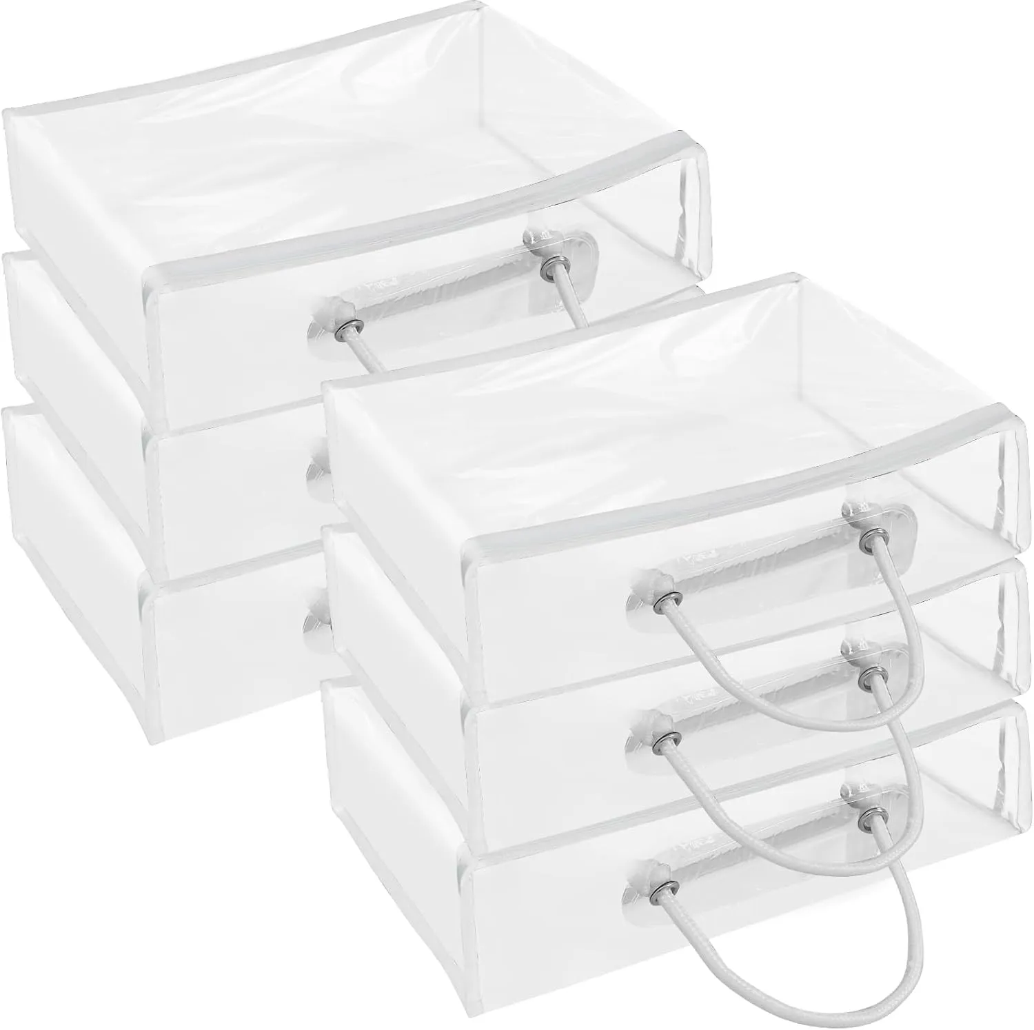 6 Pack Large Clear Clothes Storage Bag,Travel Packing Cube, Zippered Storage Bags,PVC See Through Moving Bag with Handle for Blankets Bed Sheet Clothes 15.7x11.8x3.9 Inch