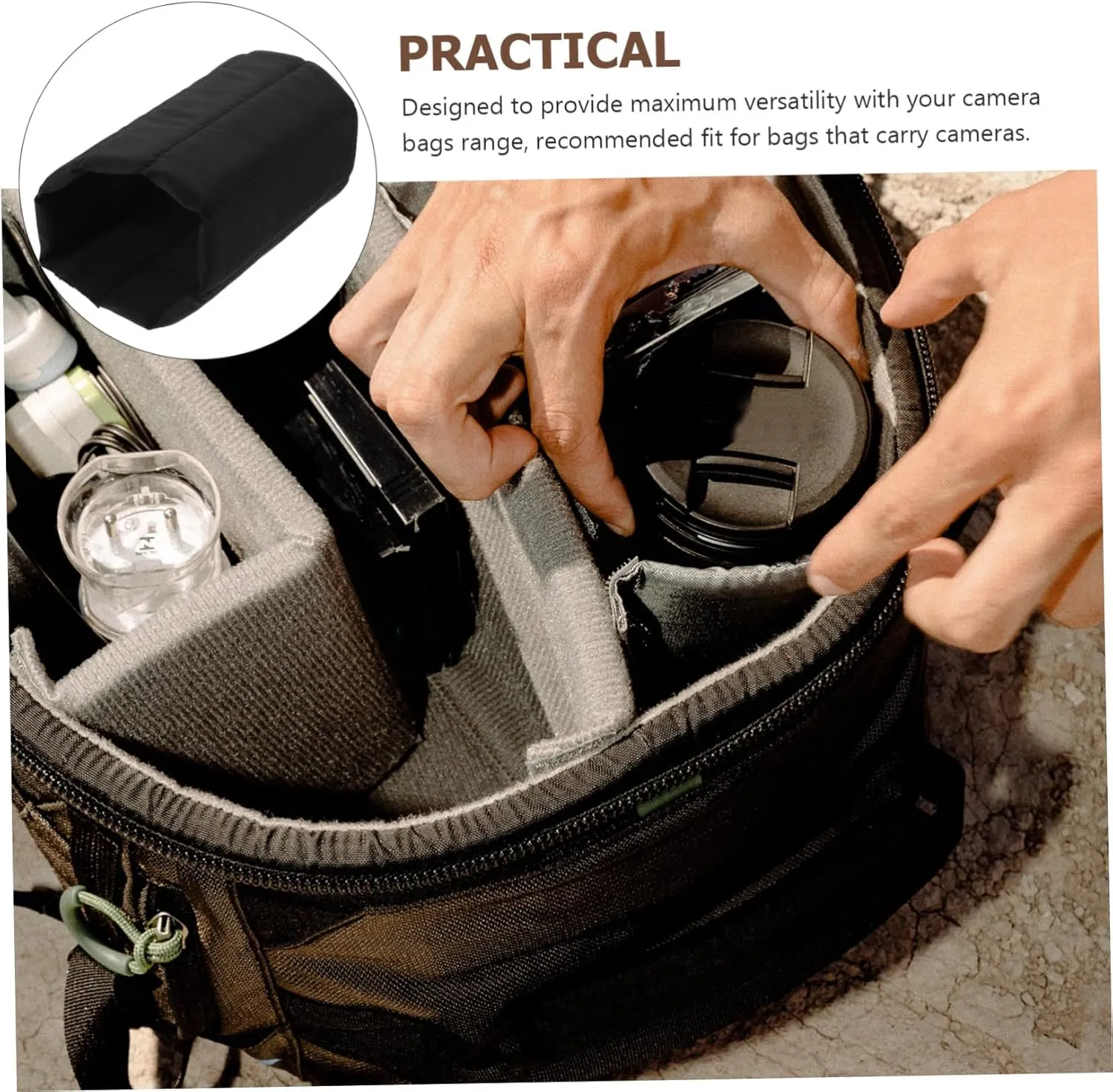 6 Pcs Camera Bag Divider Baggies Camera Bag Padded Dividers Camera Insert Bag Dividers for Bags Organizer Universal Dividers Cushion Embedded N Gray Suede Roller Partition