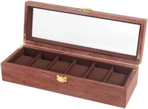 6 Slots Watch Box Jewelry Bracelet Storage Organizer with Transparent Lid