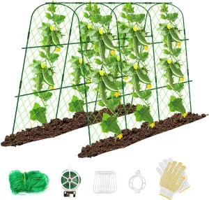 65"×48" Cucumber Trellis for Raised Bed, U-Shape Garden Trellis for Climbing Plants Outdoor, Metal Arch Vegetables Trellis, Detachable Cucumber Trellis Support for Tomato,Squash