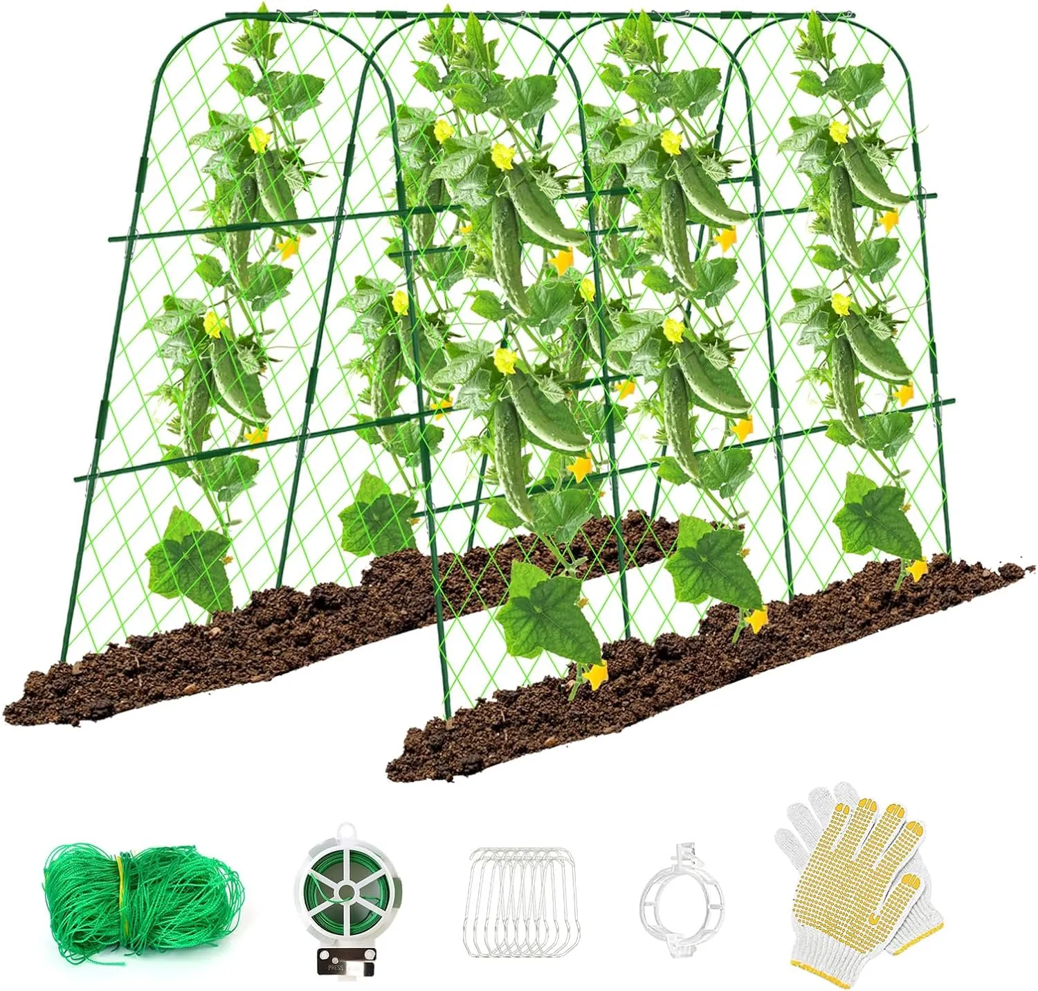 65"×48" Cucumber Trellis for Raised Bed, U-Shape Garden Trellis for Climbing Plants Outdoor, Metal Arch Vegetables Trellis, Detachable Cucumber Trellis Support for Tomato,Squash