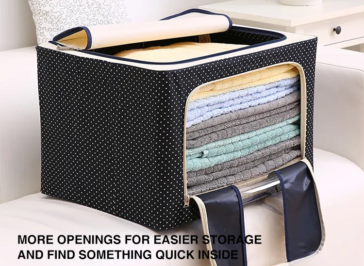 66L Folding Storage Box Living Box, Fabric Foldable Wardrobe Organizer, Storage Boxes for Clothes, Shirts, Saree Cover