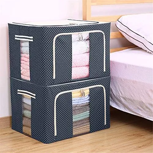 66L Folding Storage Box Living Box, Fabric Foldable Wardrobe Organizer, Storage Boxes for Clothes, Shirts, Saree Cover