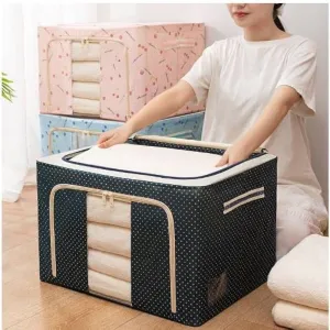 66L Folding Storage Box Living Box, Fabric Foldable Wardrobe Organizer, Storage Boxes for Clothes, Shirts, Saree Cover