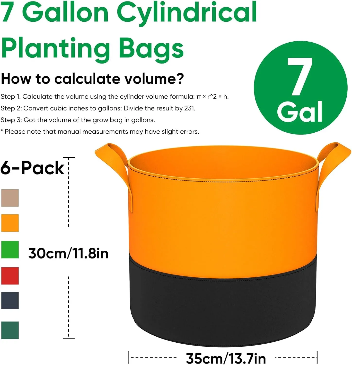7-Gallon Grow Bags for Potato Planting: 6 Pack Heavy Duty 350G Thickened Tomato Planter Bags with Handles - Fabric Pots Felt Garden Bags for Growing Vegetable Fruit Flower Herb with 10 Plant Labels