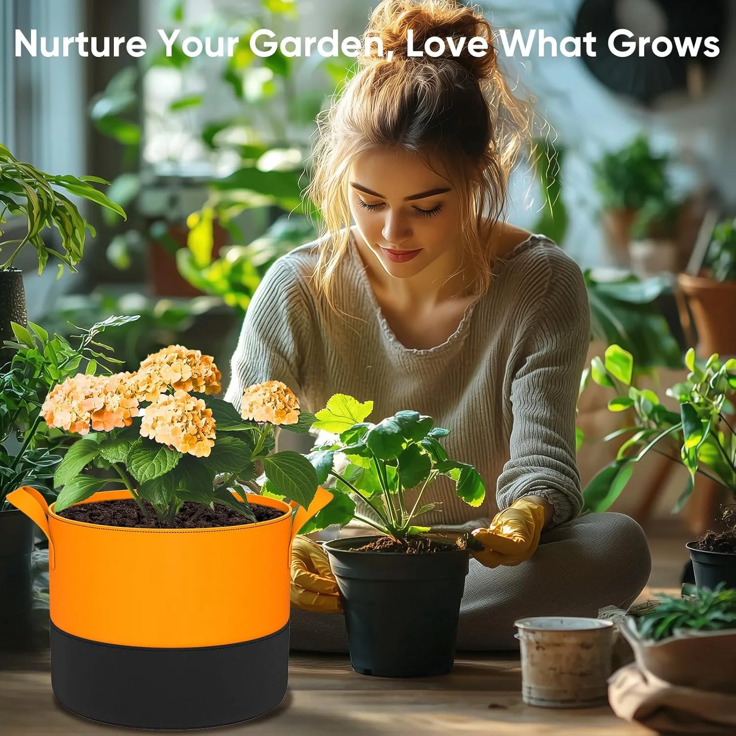 7-Gallon Grow Bags for Potato Planting: 6 Pack Heavy Duty 350G Thickened Tomato Planter Bags with Handles - Fabric Pots Felt Garden Bags for Growing Vegetable Fruit Flower Herb with 10 Plant Labels