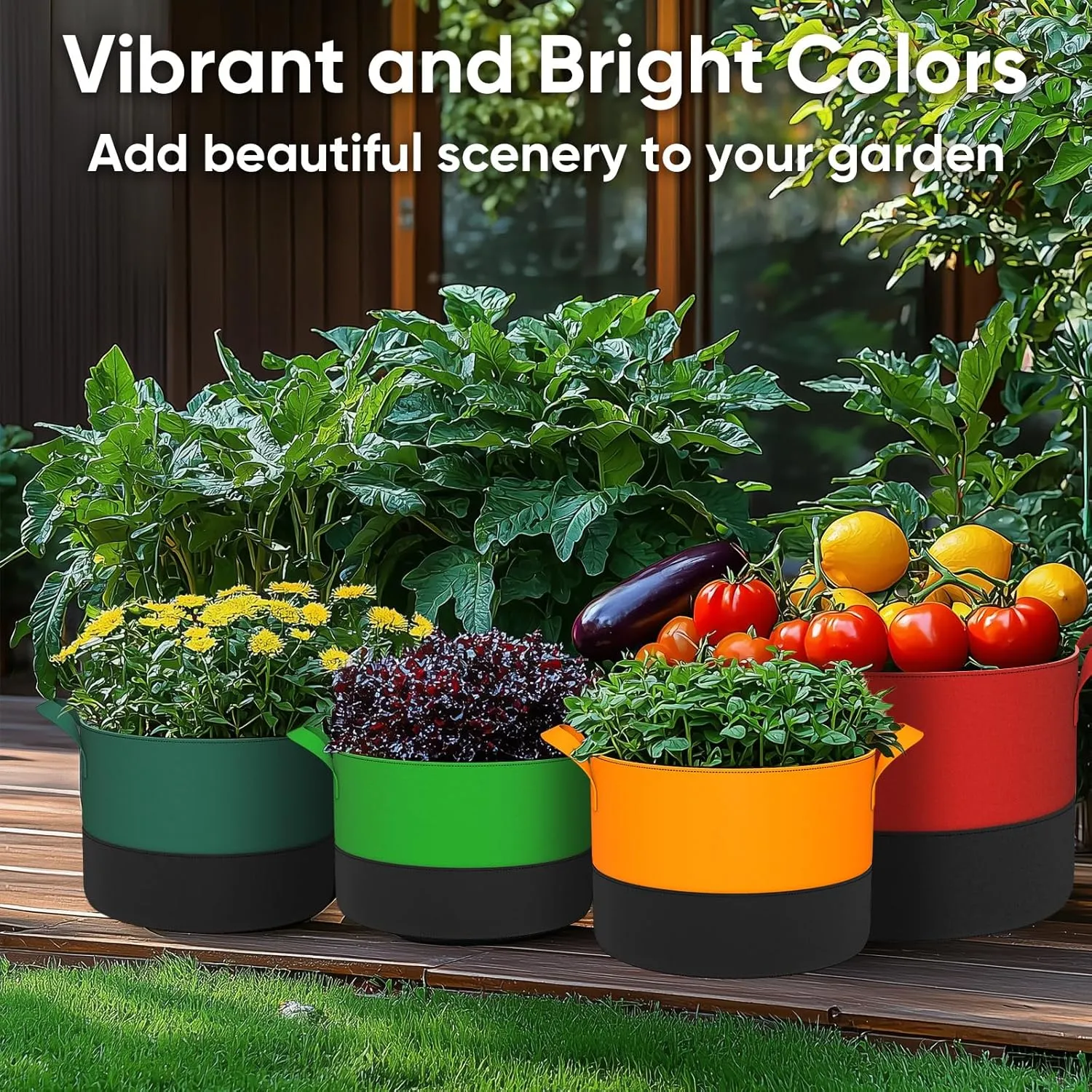 7-Gallon Grow Bags for Potato Planting: 6 Pack Heavy Duty 350G Thickened Tomato Planter Bags with Handles - Fabric Pots Felt Garden Bags for Growing Vegetable Fruit Flower Herb with 10 Plant Labels