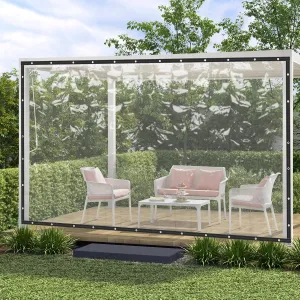 8 * 20FT Clear Waterproof Tarps Garden Rainproof Covering, PVC Vinyl Transparent Tarpaulin Commercial Heavy Duty Clear Insulation Curtain for Covering Porches Canopy Patios Agriculture Plant Camping