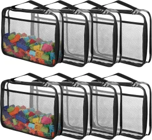 8 Packs Large Clear Toy Storage Bags, Reusable PVC Organizing Bags, zipper bags for organizing,Clear Zippered Blocks Bag Set,Waterproof Toy Storage Bags for Zipper,Puzzle, Kids Books,Board Games