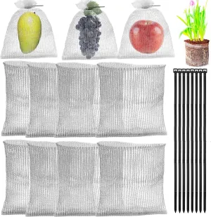 8Pack 6x12 Inch Fruit Protection Wire Mesh Bags, Reusable Garden Netting Covers for Trees Vegetables Tomatoes Apples Berries - Breathable Squirrels Bird & Insect Proof Bags