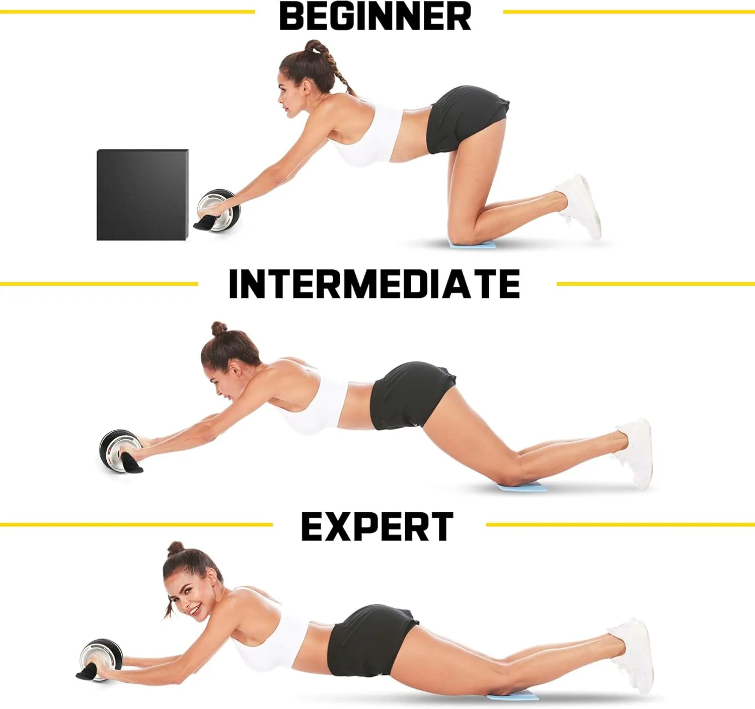 Ab Roller Wheel with Knee Pad Mat,Automatic Rebound Abdominal Wheel Abs Workout Equipment,Home Gym Equipment,No Noise Ab Wheel for Men&Women Abdominal