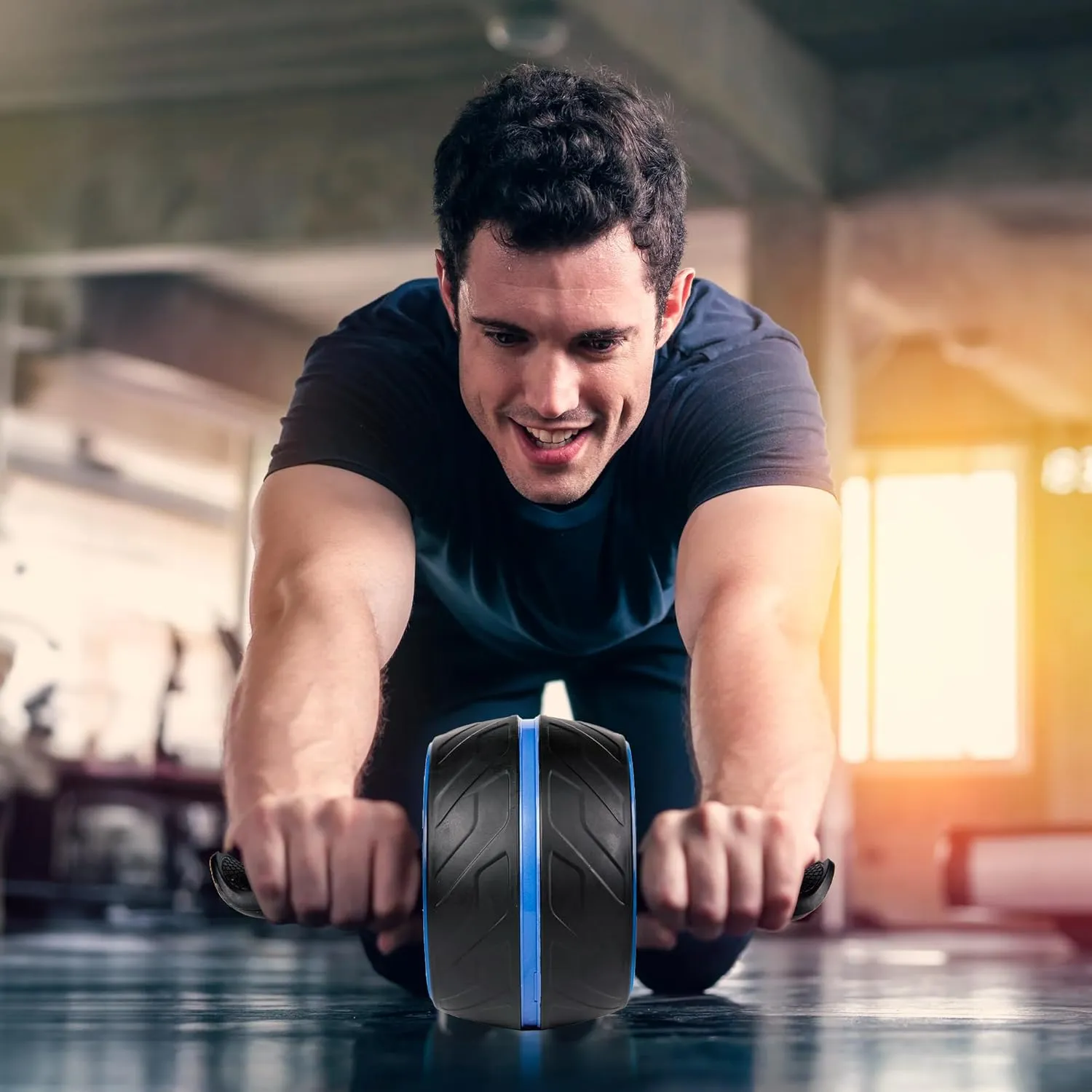 Ab Roller Wheel with Knee Pad Mat,Automatic Rebound Abdominal Wheel Abs Workout Equipment,Home Gym Equipment,No Noise Ab Wheel for Men&Women Abdominal