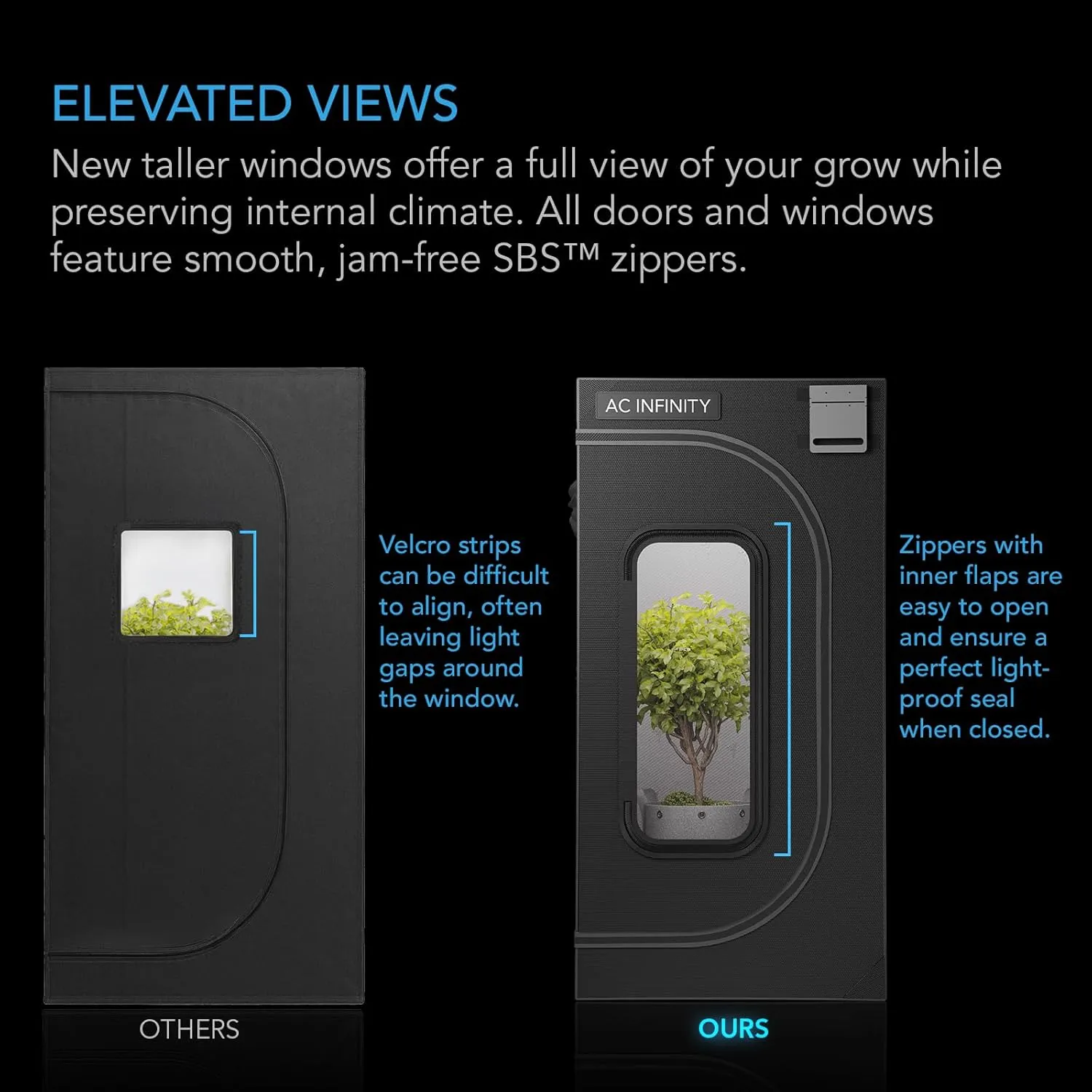 AC Infinity CLOUDLAB 422, Advance Grow Tent 2x2, Thickest 1" Poles, 2000D Mylar Canvas, Lab-Tested Highest Reflectivity, Largest Zipper Window, Controller Mount Plate, 24" x 24" x 48" Indoor Growing