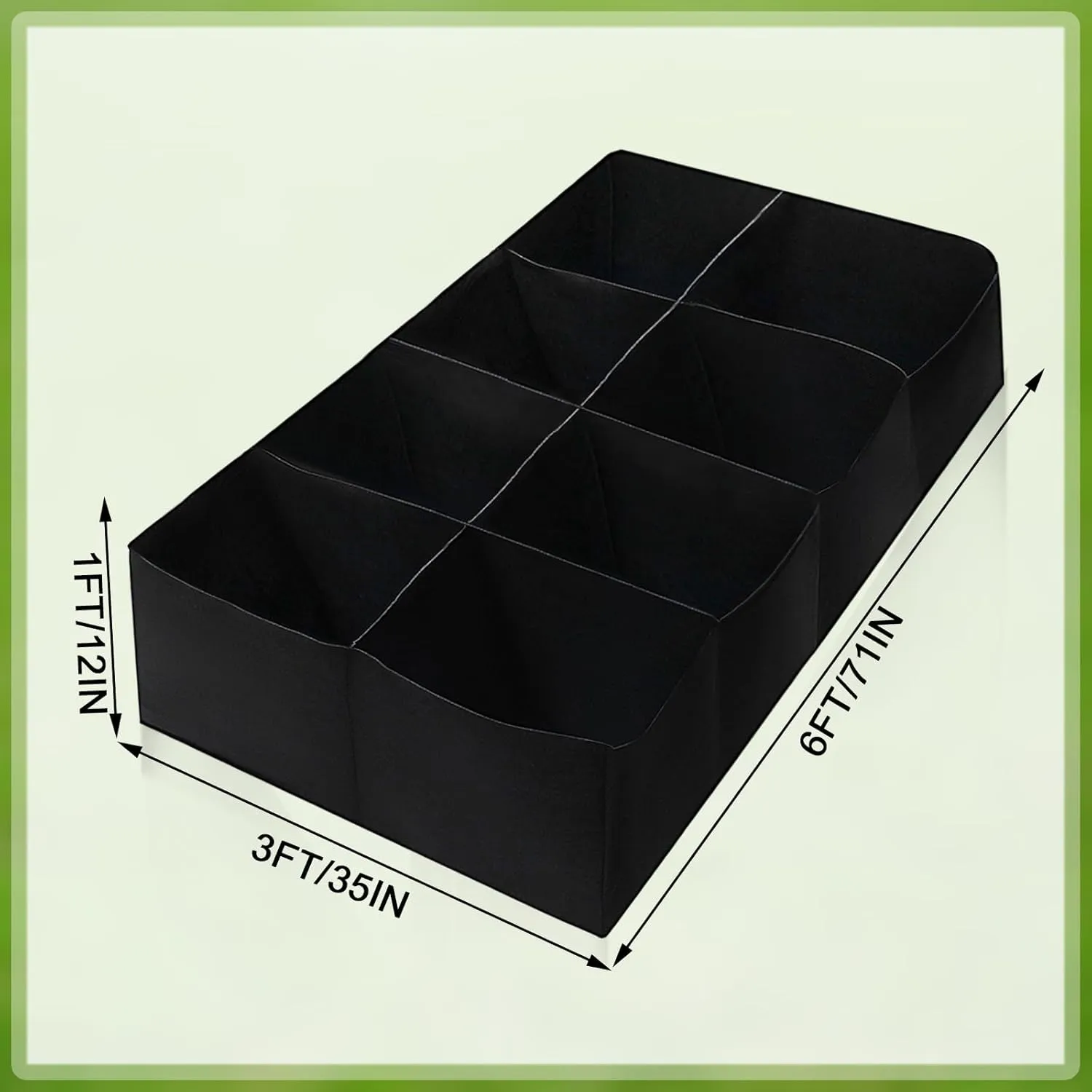 ACJRYO 128 Gallon Fabric Raised Garden Bed, 6x3x1ft Large Grow Bag with 8 Grids - Breathable Outdoor Planter Box for Vegetables, Herbs, Flowers, Tomatoes, Potatoes